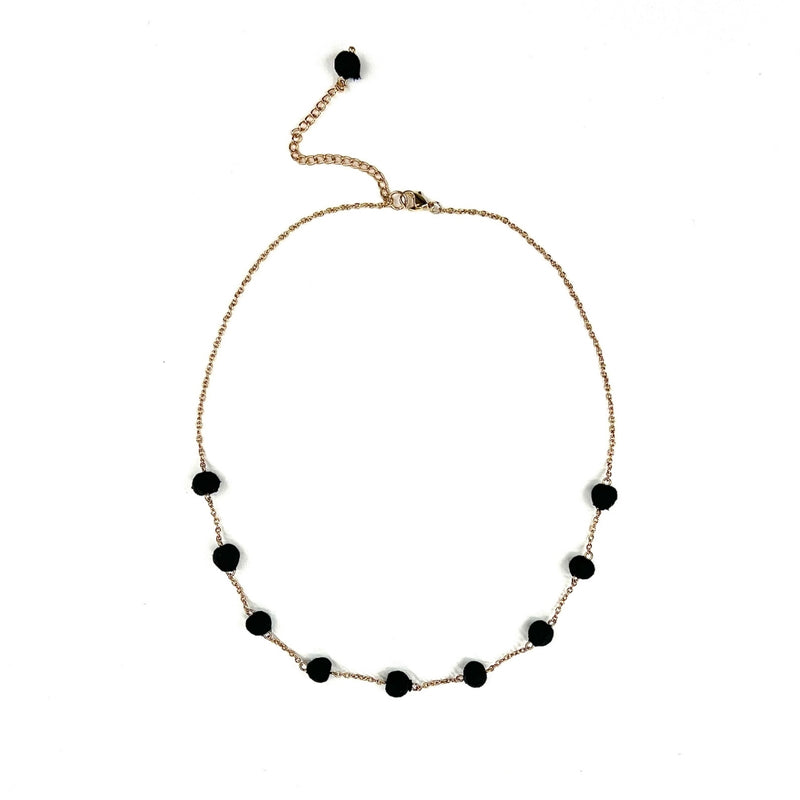 Humble Hilo Sari Jewelry, Spaced Semi-Circle Textile Bead Necklace on Chain