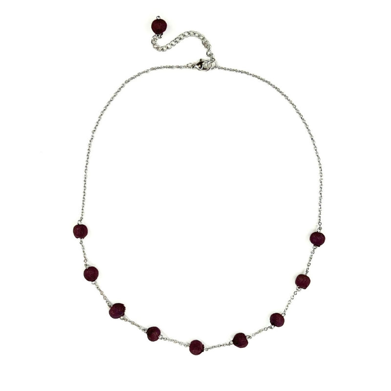 Humble Hilo Sari Jewelry, Spaced Semi-Circle Textile Bead Necklace on Chain