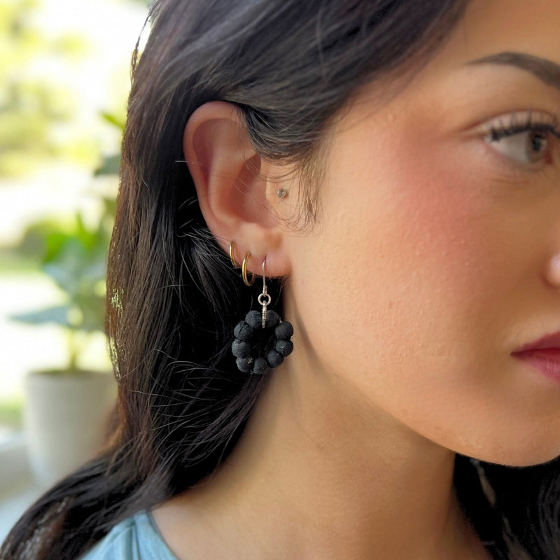 Humble Hilo Sari Jewelry, Textile Bead Round Earring