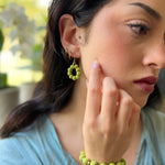 Humble Hilo Sari Jewelry, Textile Bead Round Earring