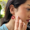 Humble Hilo Sari Jewelry, Textile Bead Round Earring