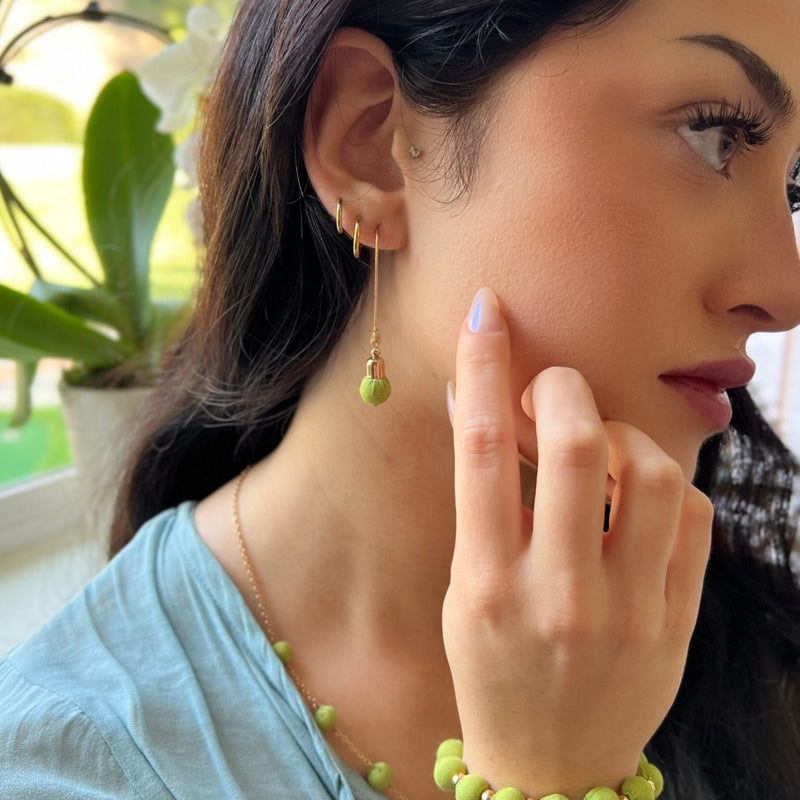 Humble Hilo Sari Jewelry, Single Textile Bead Earring