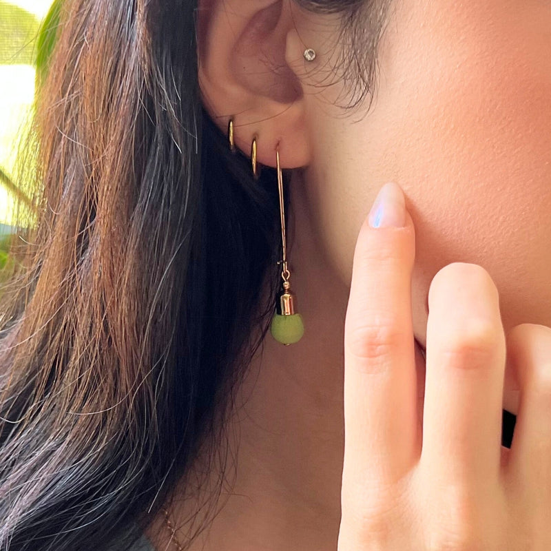 Humble Hilo Sari Jewelry, Single Textile Bead Earring