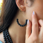 Humble Hilo Sari Jewelry, Textile Bead Semi-Circle Earring