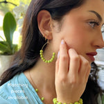 Humble Hilo Sari Jewelry, Textile Bead Semi-Circle Earring