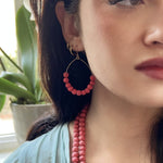 Humble Hilo Sari Jewelry, Textile Bead Semi-Circle Earring