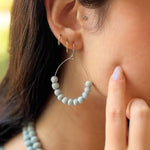 Humble Hilo Sari Jewelry, Textile Bead Semi-Circle Earring