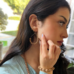 Humble Hilo Sari Jewelry, Textile Bead Semi-Circle Earring