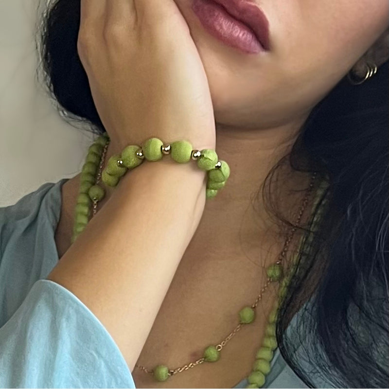 Humble Hilo Sari Jewelry, Textile Bead and Metallic Bead Bracelet