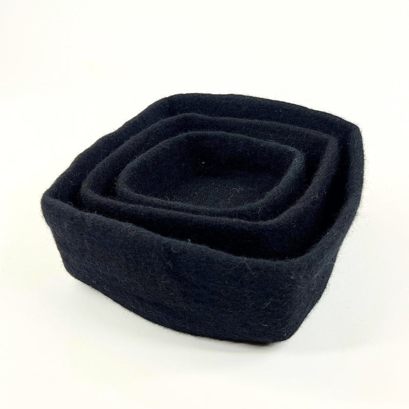 Humble Hilo Handmade Felt Bowls, Square Set of 3