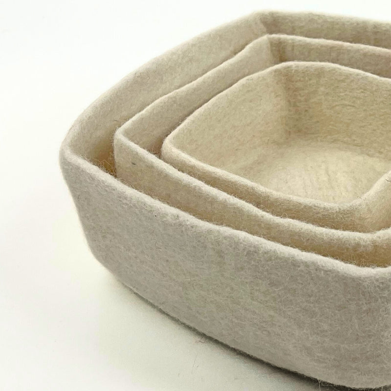 Humble Hilo Handmade Felt Bowls, Square Set of 3