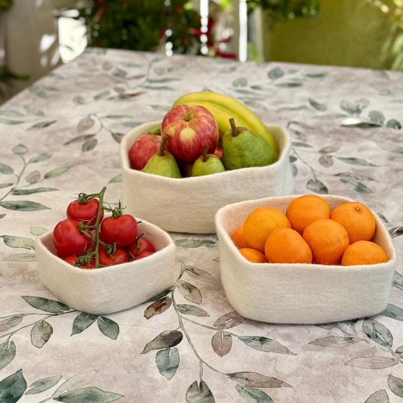 Humble Hilo Handmade Felt Bowls, Square Set of 3