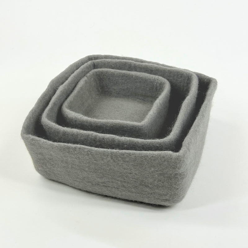 Humble Hilo Handmade Felt Bowls, Square Set of 3
