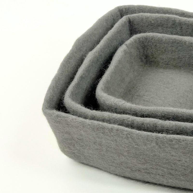 Humble Hilo Handmade Felt Bowls, Square Set of 3