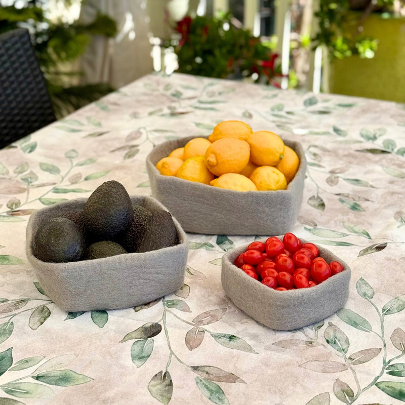 Humble Hilo Handmade Felt Bowls, Square Set of 3