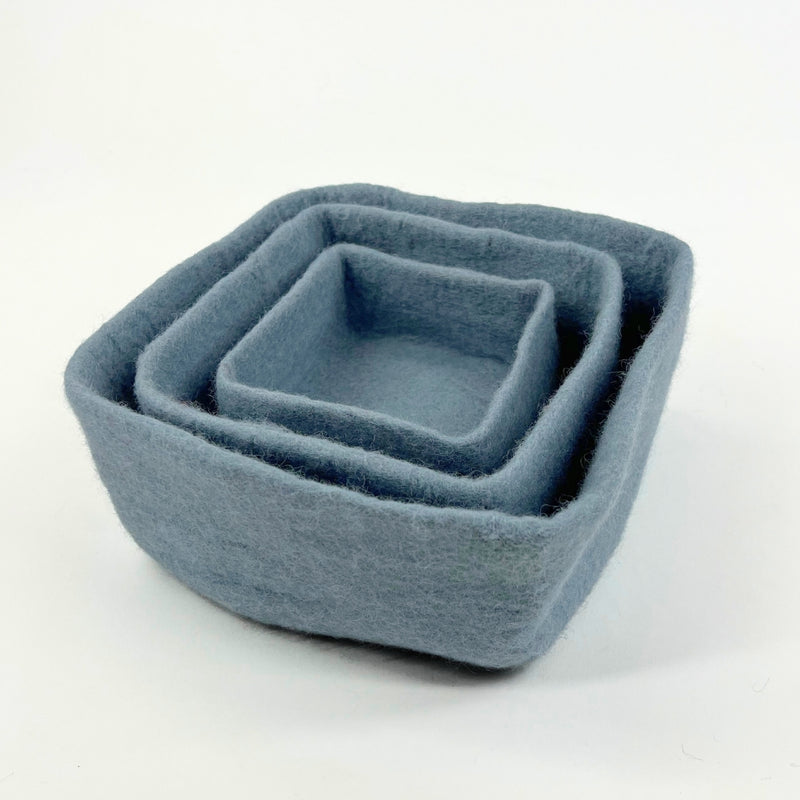 Humble Hilo Handmade Felt Bowls, Square Set of 3