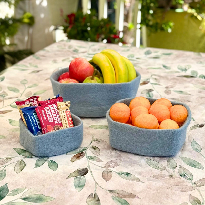 Humble Hilo Handmade Felt Bowls, Square Set of 3