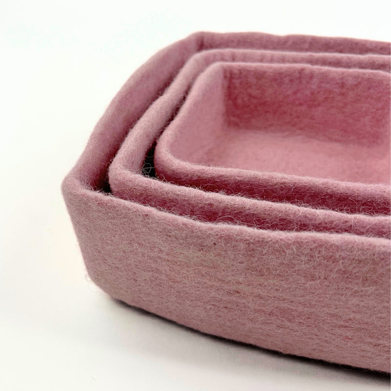 Humble Hilo Handmade Felt Bowls, Square Set of 3