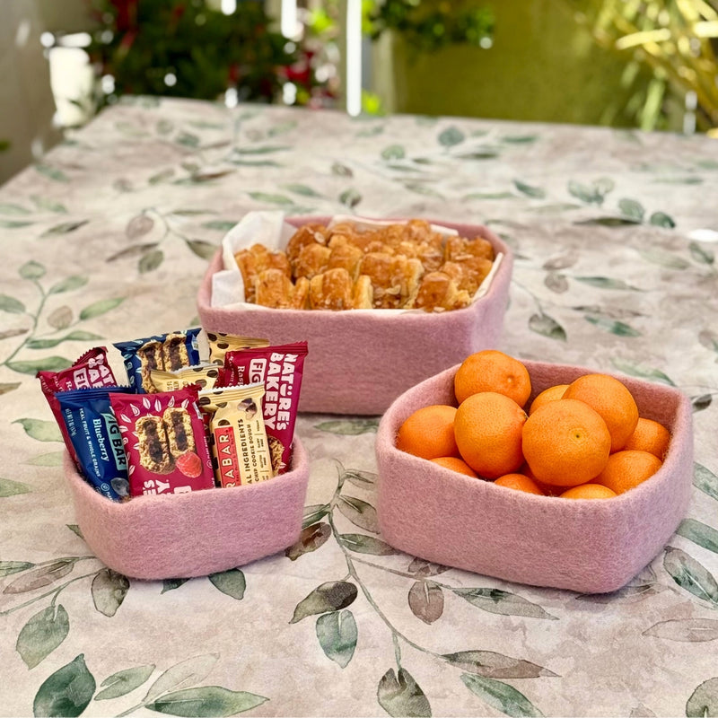 Humble Hilo Handmade Felt Bowls, Square Set of 3