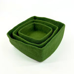Humble Hilo Handmade Felt Bowls, Square Set of 3