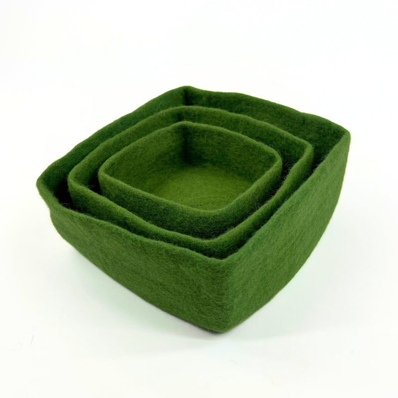 Humble Hilo Handmade Felt Bowls, Square Set of 3