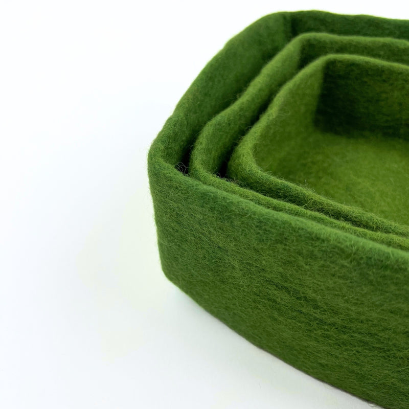 Humble Hilo Handmade Felt Bowls, Square Set of 3