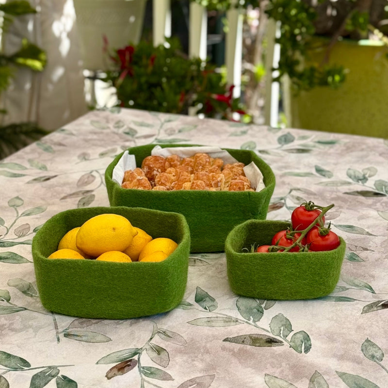 Humble Hilo Handmade Felt Bowls, Square Set of 3