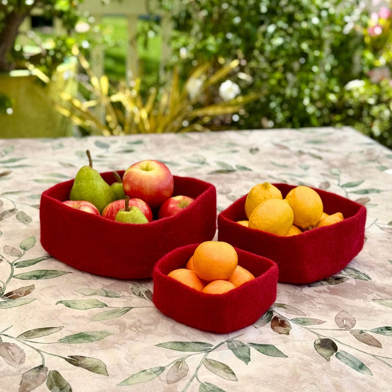 Humble Hilo Handmade Felt Bowls, Square Set of 3