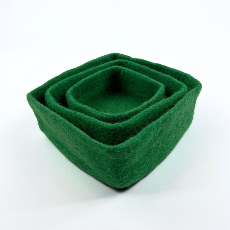 Humble Hilo Handmade Felt Bowls, Square Set of 3