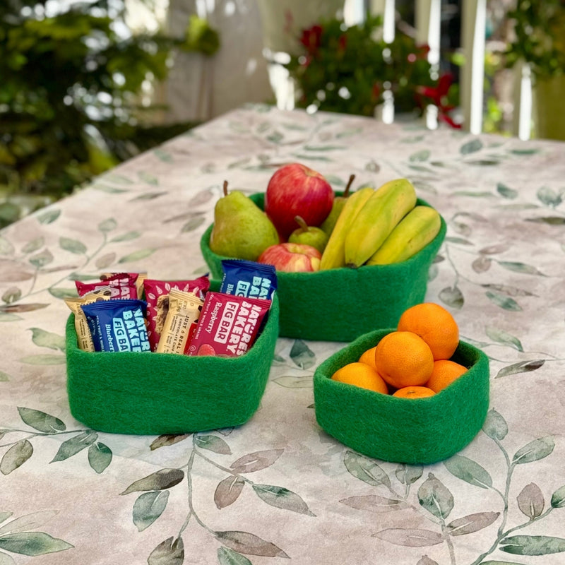 Humble Hilo Handmade Felt Bowls, Square Set of 3
