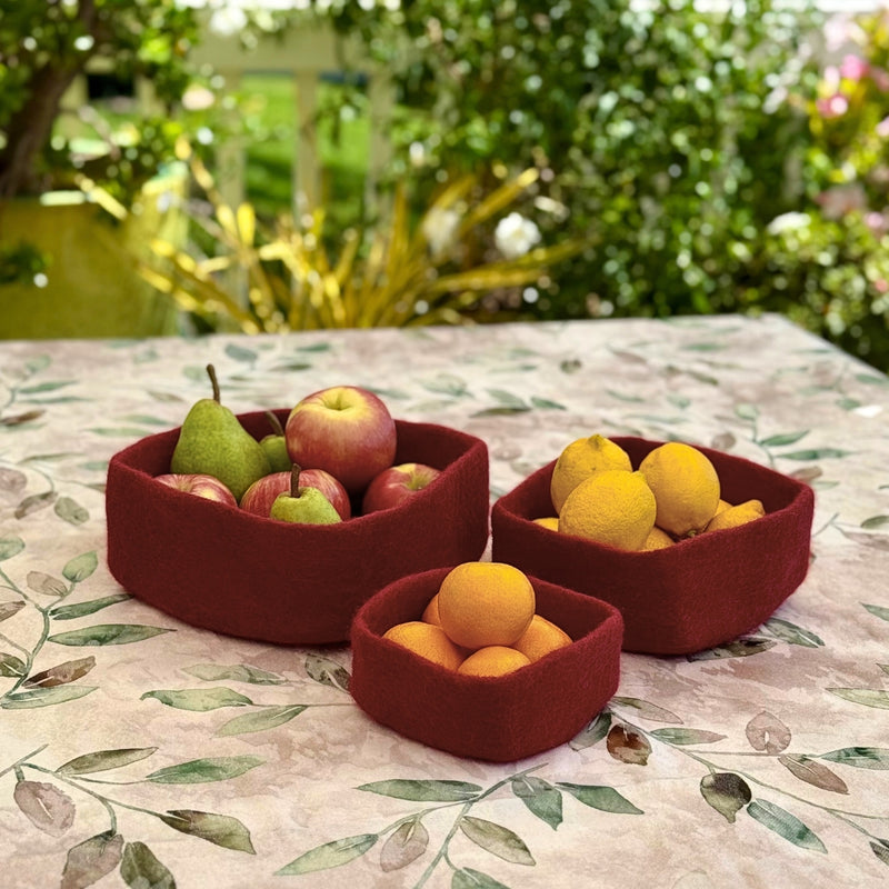 Humble Hilo Handmade Felt Bowls, Square Set of 3