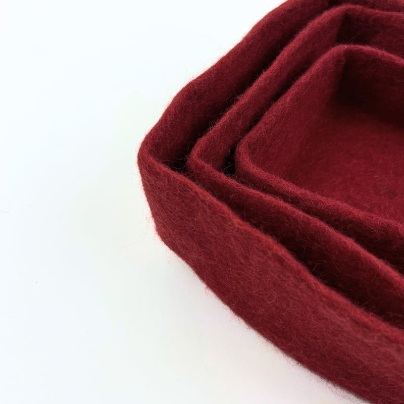 Humble Hilo Handmade Felt Bowls, Square Set of 3