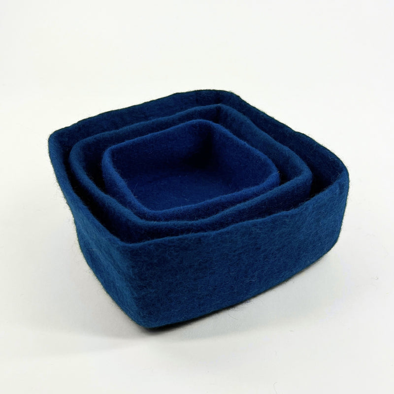 Humble Hilo Handmade Felt Bowls, Square Set of 3