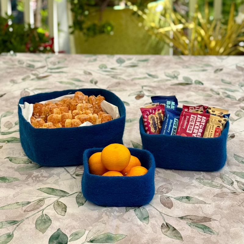 Humble Hilo Handmade Felt Bowls, Square Set of 3