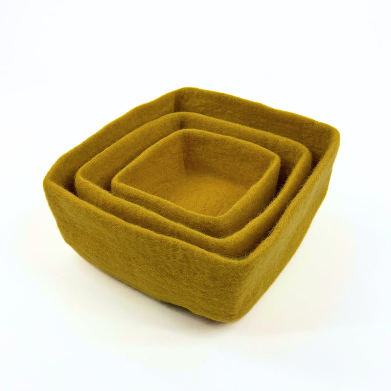 Humble Hilo Handmade Felt Bowls, Square Set of 3