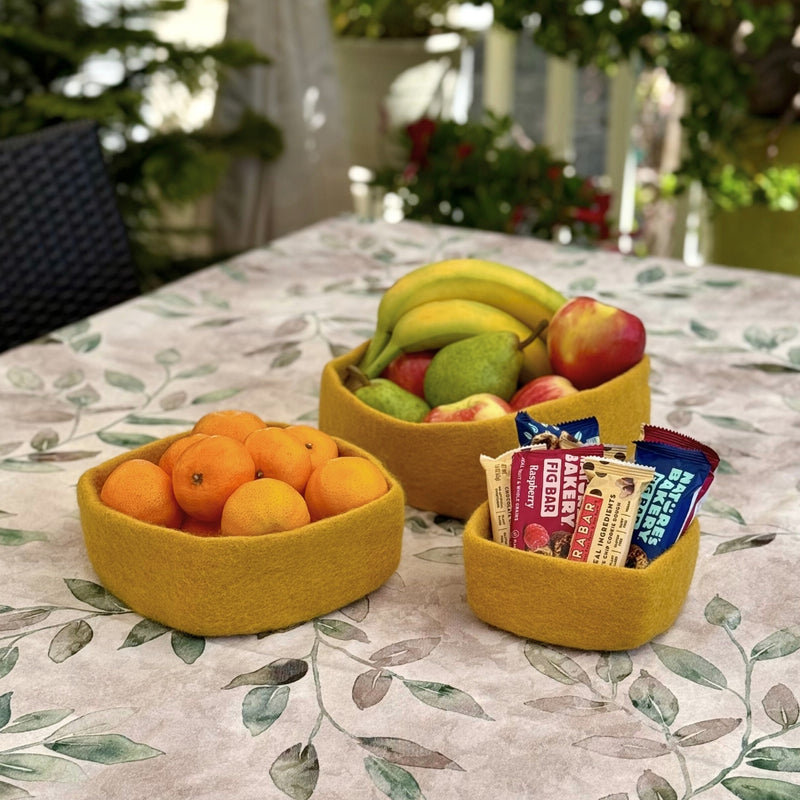 Humble Hilo Handmade Felt Bowls, Square Set of 3