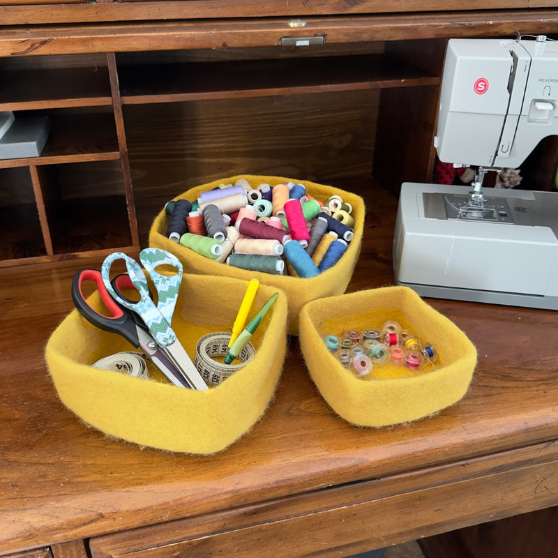 Humble Hilo Handmade Felt Bowls, Square Set of 3