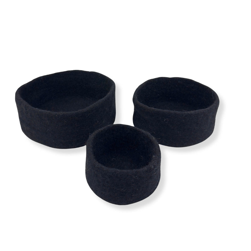 Humble Hilo Handmade Felt Cylinder Bowl Set of 3