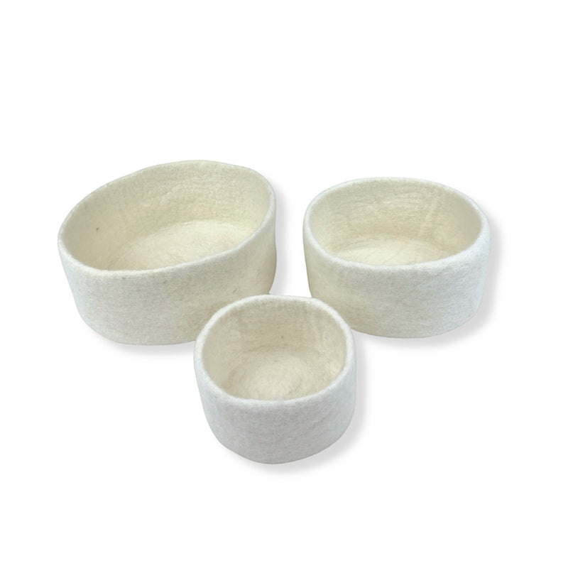 Humble Hilo Handmade Felt Cylinder Bowl Set of 3