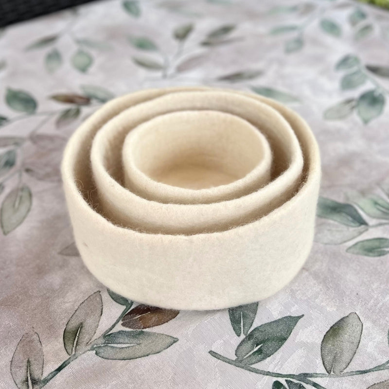 Humble Hilo Handmade Felt Cylinder Bowl Set of 3