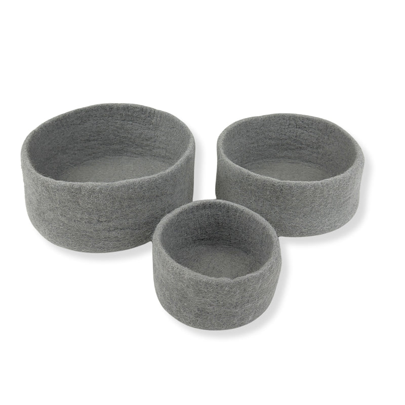 Humble Hilo Handmade Felt Cylinder Bowl Set of 3
