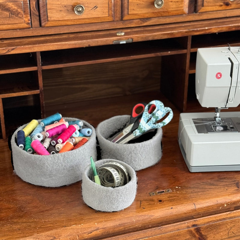 Humble Hilo Handmade Felt Cylinder Bowl Set of 3
