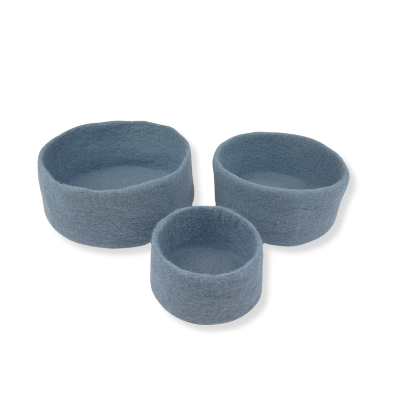 Humble Hilo Handmade Felt Cylinder Bowl Set of 3