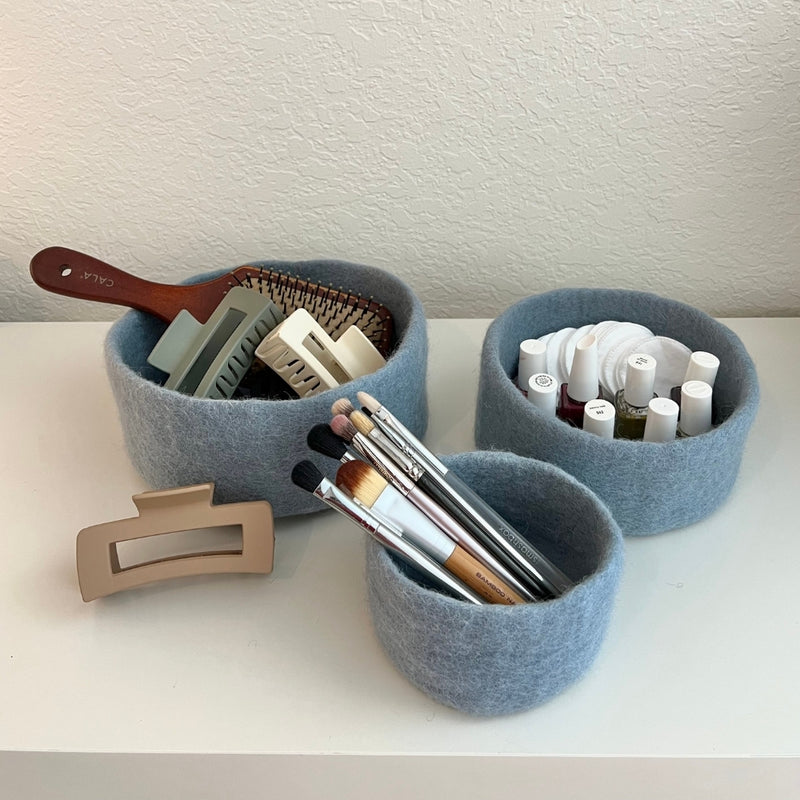 Humble Hilo Handmade Felt Cylinder Bowl Set of 3