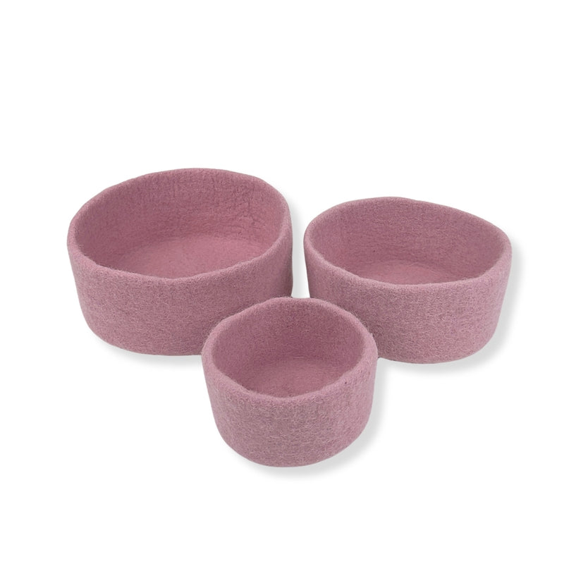 Humble Hilo Handmade Felt Cylinder Bowl Set of 3