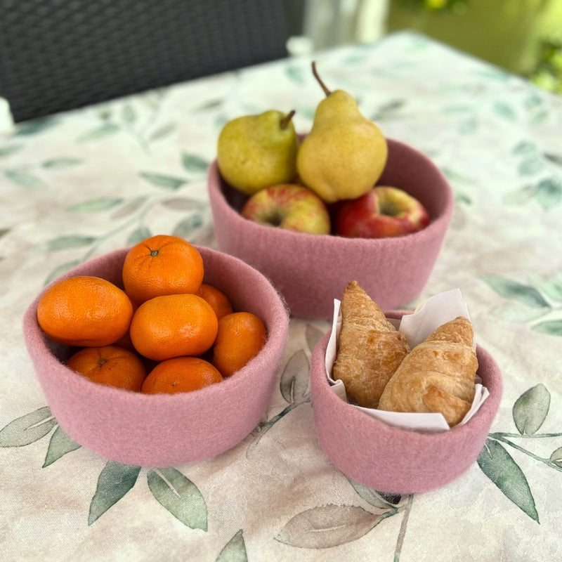 Humble Hilo Handmade Felt Cylinder Bowl Set of 3