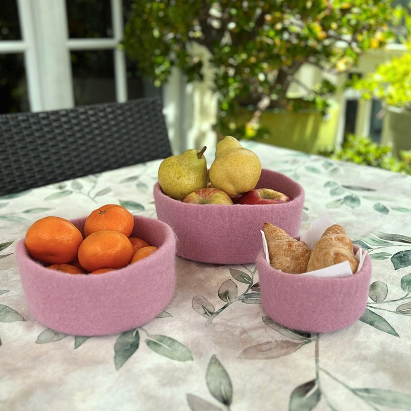 Humble Hilo Handmade Felt Cylinder Bowl Set of 3
