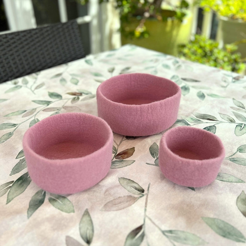Humble Hilo Handmade Felt Cylinder Bowl Set of 3