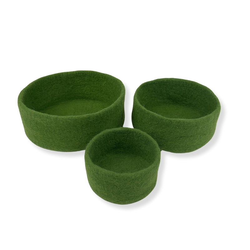 Humble Hilo Handmade Felt Cylinder Bowl Set of 3