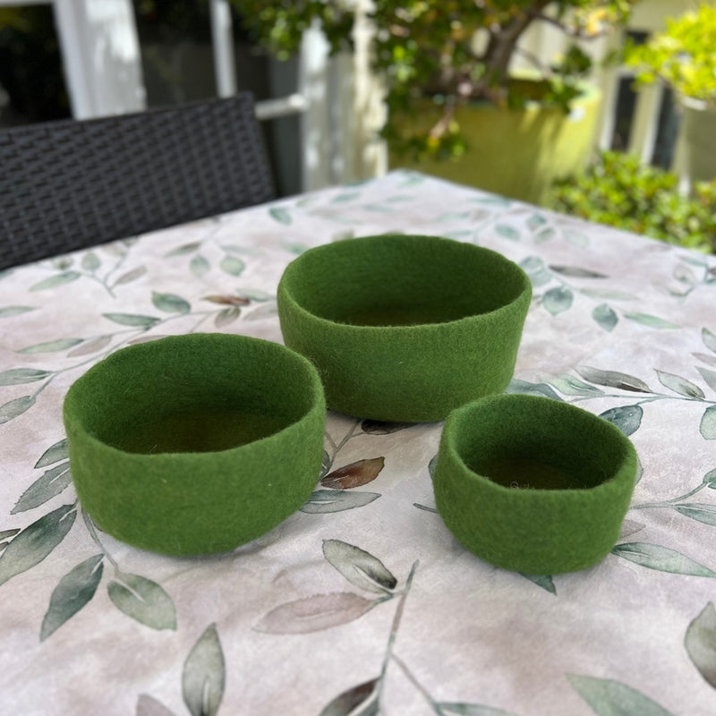Humble Hilo Handmade Felt Cylinder Bowl Set of 3